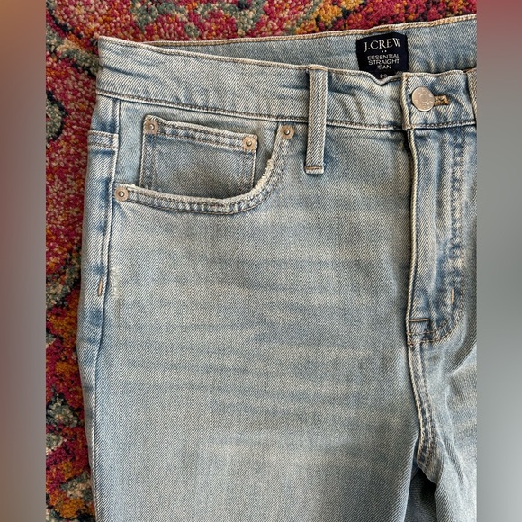 J. Crew | Women’s Light Blue Denim Essential Straight Jeans Distressed Knees, 29 - Picture 6 of 11